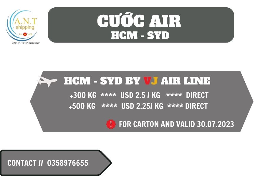 Cước vận chuyển hàng air đến Sydney